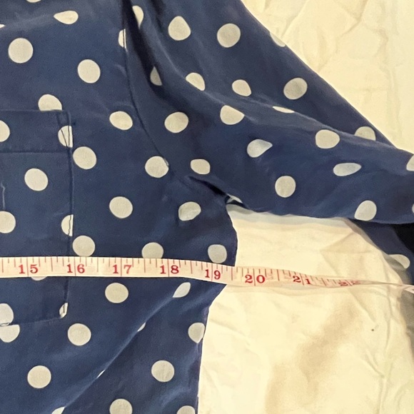 Polka Dot Blue Women's Top 100% Silk - Picture 5 of 5